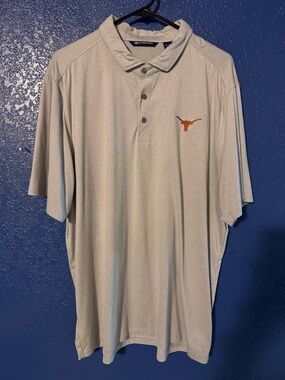 Cutter & Buck Men's Gray Polo with Burnt Orange Longhorn Emblem